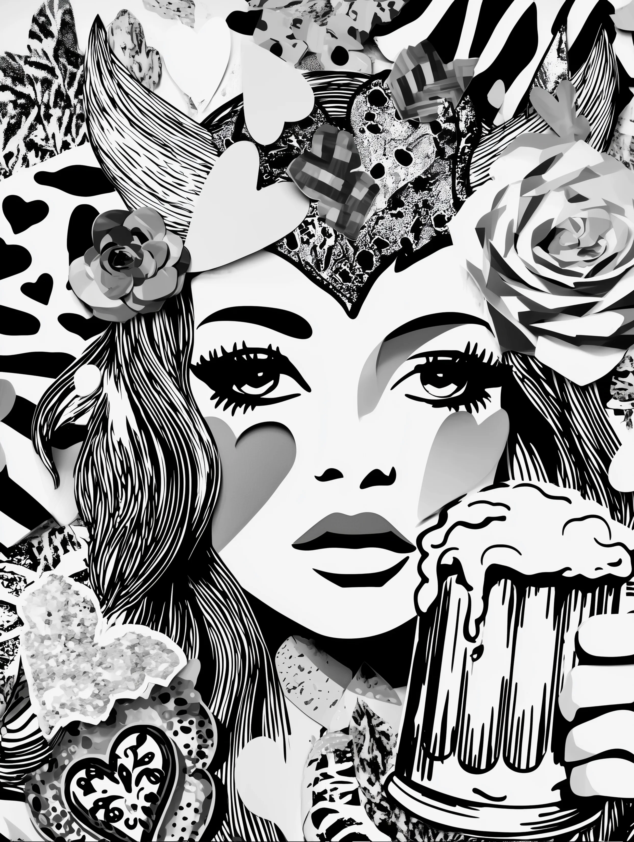 Free printable viking coloring page for adults featuring a viking woman drinking